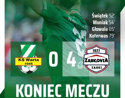 Warta Sieradz przegrywa z Ząbkovią Ząbki 0:4, kończy się seria goli