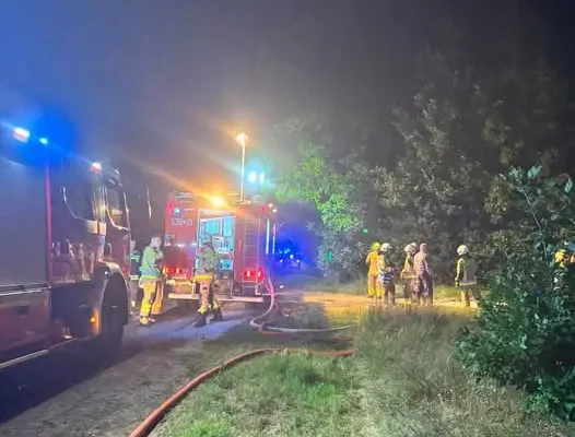 Pożar w Urbanach: Strażacy walczą z ogniem w gminie Klonowa