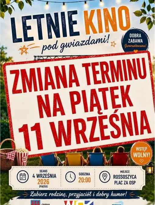 Letnie Kino pod Gwiazdami w Rossoszycy przełożone na 11 września
