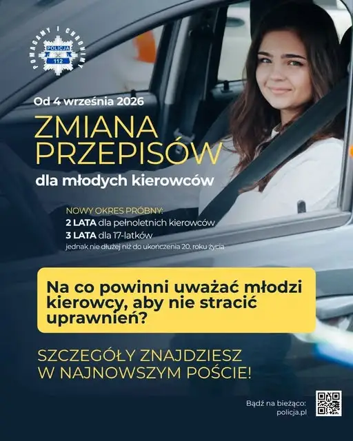 Okres próbny dla młodych kierowców. Od 4 września 2026 nowe obowiązki i surowe konsekwencje