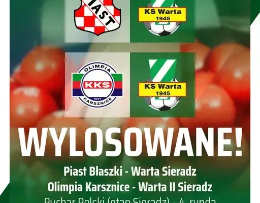 Puchar Polski: oba zespoły Warty Sieradz zagrają na wyjeździe w IV rundzie