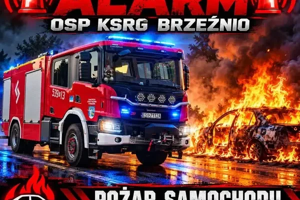 Pożar samochodu dostawczego w Kliczkowie Wielkim — akcja OSP