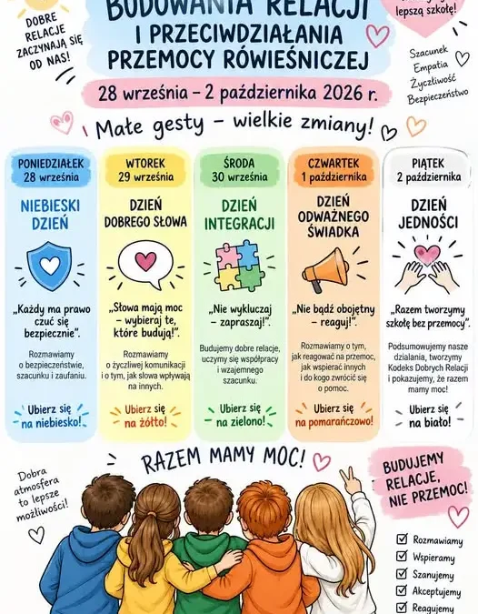 Szkoła w Kłyżowie organizuje Tydzień Budowania Relacji i Przeciwdziałania Przemocy Rówieśniczej